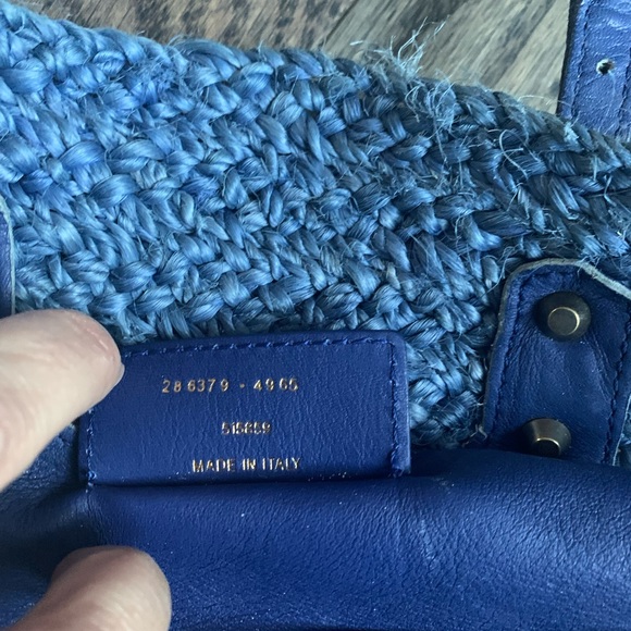 Balenciaga Blue Raffia & Leather Panier Basket Tote - Picture 8 of 13